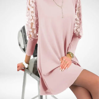 Vestido mini con mangas encaje florales para mujer – Alfreda
