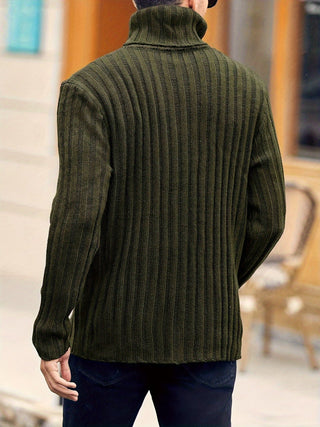 Brenvane | Suéter de Cuello Alto de Punto Canalé para Hombre