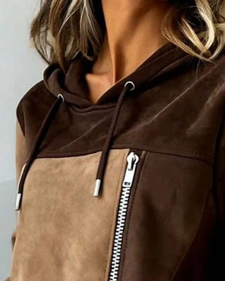 Serane | Sudadera con Capucha y Cremallera con Cordón y Bloques De Color para Mujer