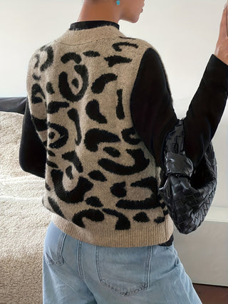 Elodie | Chaleco de Punto Estampado con Escote en V y Botones para Mujer