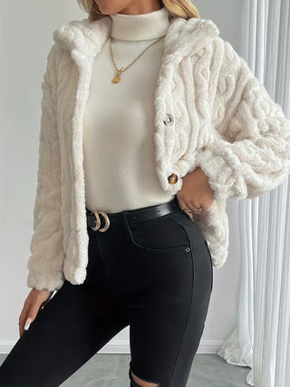 Calvera | Chaqueta Teddy Texturizada de Mujer con Botones Frontales