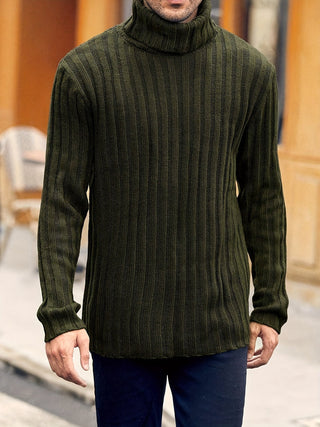 Brenvane | Suéter de Cuello Alto de Punto Canalé para Hombre