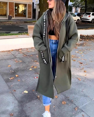 Sudadera Larga Con Capucha Para Mujer | Marina