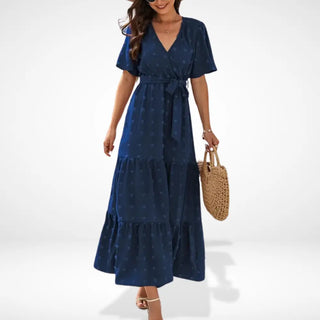 Vestido maxi cruzado con cinturón Mujer – Cline