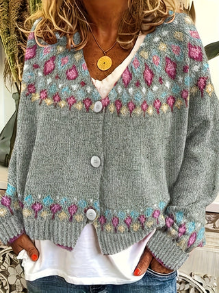 Savannah | Cárdigan de Mujer con Estampado Nórdico y Botones