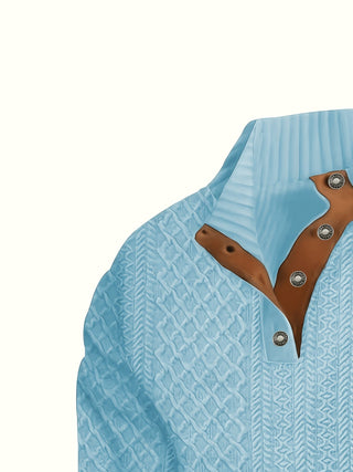 Donald | Suéter Henley de Hombre Texturizado con Cuello Alto y Botones
