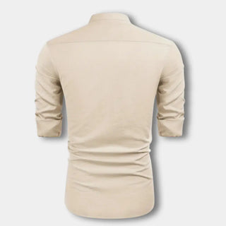 Blusa de botones con cuello mao para hombre – Hartman