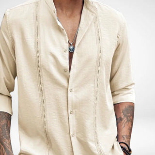 Blusa de botones con cuello mao para hombre – Hartman