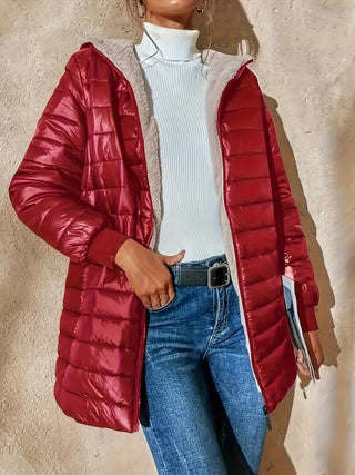 Ava | Abrigo largo acolchado para mujer con puños acanalados