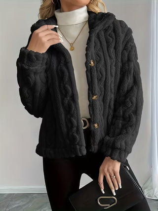 Calvera | Chaqueta Teddy Texturizada de Mujer con Botones Frontales