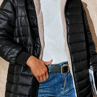 Ava | Abrigo largo acolchado para mujer con puños acanalados