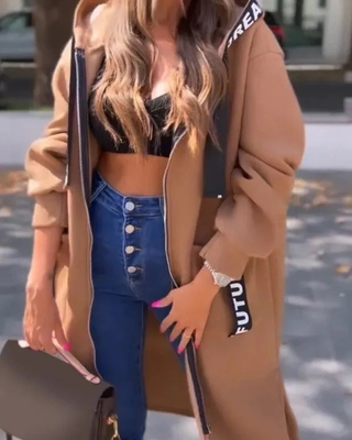 Sudadera Larga Con Capucha Para Mujer | Marina