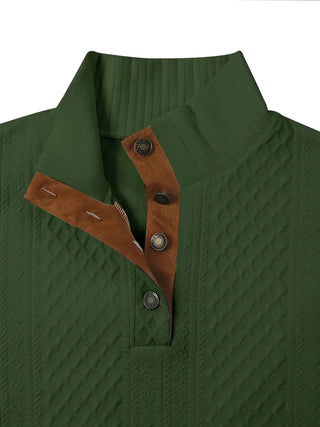 Donald | Suéter Henley de Hombre Texturizado con Cuello Alto y Botones