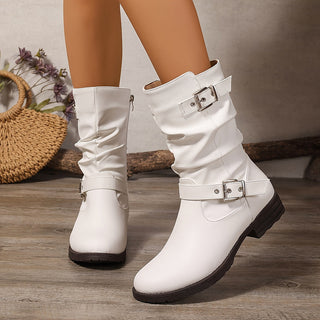 Lorvella | Botas de Caña Arrugada para Mujer con Tacón Grueso