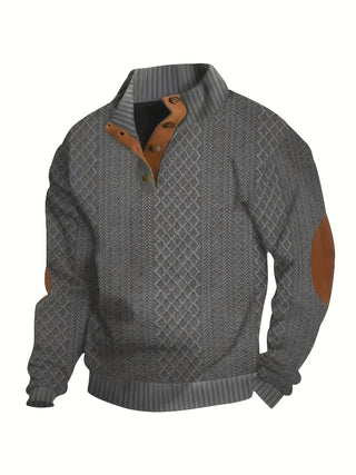 Donald | Suéter Henley de Hombre Texturizado con Cuello Alto y Botones
