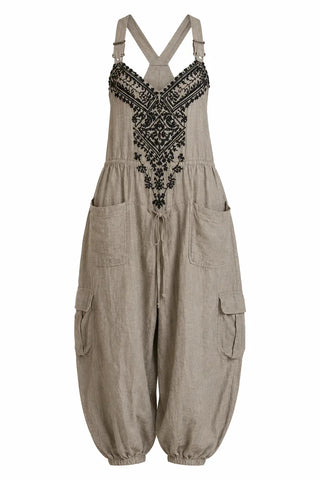 Marina | Mono Bohemio de Mujer Bordado con Tirantes y Bolsillos