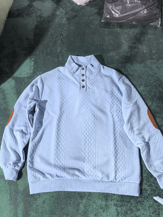 Donald | Suéter Henley de Hombre Texturizado con Cuello Alto y Botones