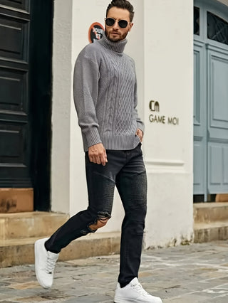 Harrold | Suéter de Punto Trenzado con Cuello Alto para Hombre