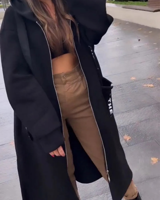 Sudadera Larga Con Capucha Para Mujer | Marina