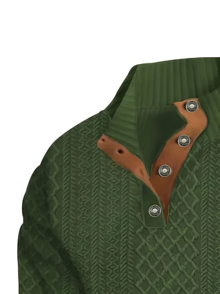 Donald | Suéter Henley de Hombre Texturizado con Cuello Alto y Botones