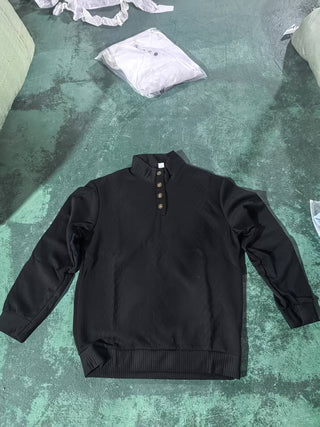 Donald | Suéter Henley de Hombre Texturizado con Cuello Alto y Botones