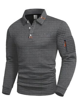 Dervan | Polo de Hombre Texturizado de Manga Larga con Bolsillo en la Manga