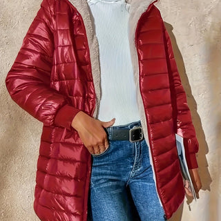 Ava | Abrigo largo acolchado para mujer con puños acanalados