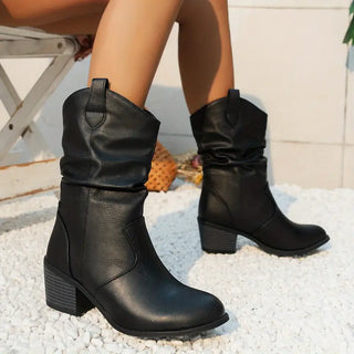 Annalise | Botas Vaqueras de Media Caña con Tacón Ancho para Mujer