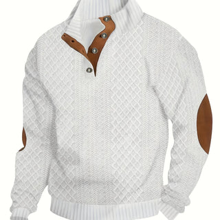 Donald | Suéter Henley de Hombre Texturizado con Cuello Alto y Botones
