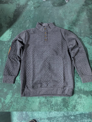 Donald | Suéter Henley de Hombre Texturizado con Cuello Alto y Botones
