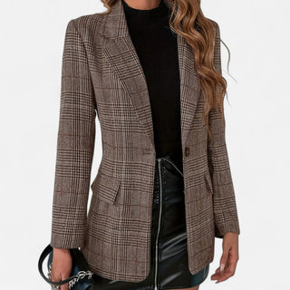 Sofía | Blazer Entallado de Cuadros con Botonadura Sencilla para Mujer