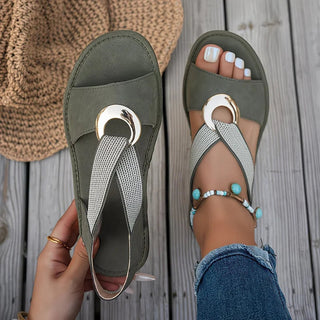 Andrea | Sandalias Cómodas con Banda Elástica y Detalle Metálico para Mujer