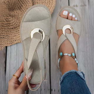 Andrea | Sandalias Cómodas con Banda Elástica y Detalle Metálico para Mujer