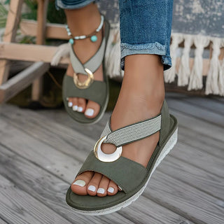 Andrea | Sandalias Cómodas con Banda Elástica y Detalle Metálico para Mujer