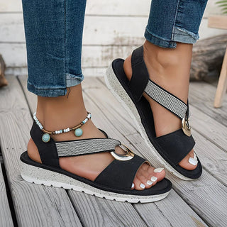 Andrea | Sandalias Cómodas con Banda Elástica y Detalle Metálico para Mujer