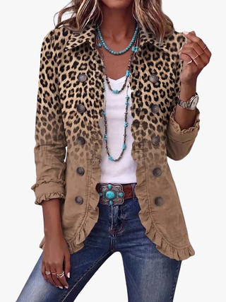 Léonie | Chaqueta con Volantes y Estampado Animal para Mujer