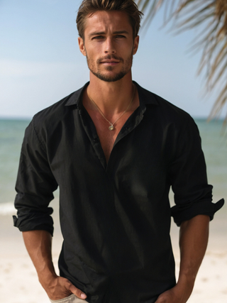 Camisa relajada de cuello abierto para hombres - Arend 3