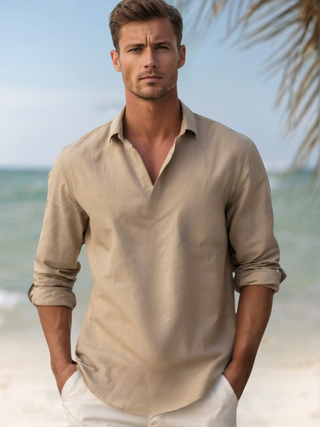 Camisa relajada de cuello abierto para hombres - Arend 5