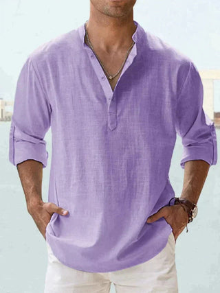Camisa relajada de cuello abierto para hombres - Arend 8