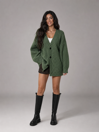 Alverie | Cárdigan Oversize de Punto Grueso con Botones para Mujer