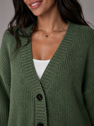 Alverie | Cárdigan Oversize de Punto Grueso con Botones para Mujer