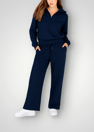 Liorane | Conjunto de Mujer con Media Cremallera y Pantalón Ancho