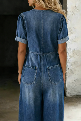 Marisol | Mono de Denim con Piernas Anchas para Mujer