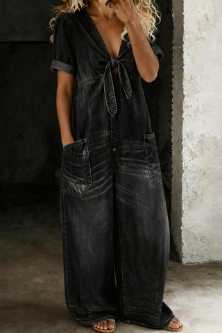 Marisol | Mono de Denim con Piernas Anchas para Mujer