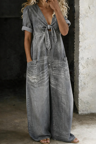 Marisol | Mono de Denim con Piernas Anchas para Mujer