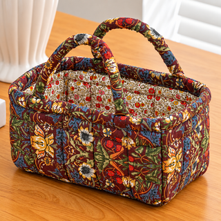Aureva | Cesta de Almacenamiento Acolchada con Estampado Floral