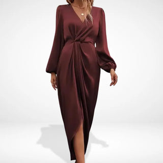 Vestido de noche Midi con drapeado central para Mujer – Alma