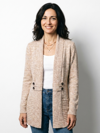 Coralie | Cárdigan largo de punto para mujer con botones en la cintura