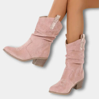 Botas vaqueras con caña fruncida para mujer - Nola