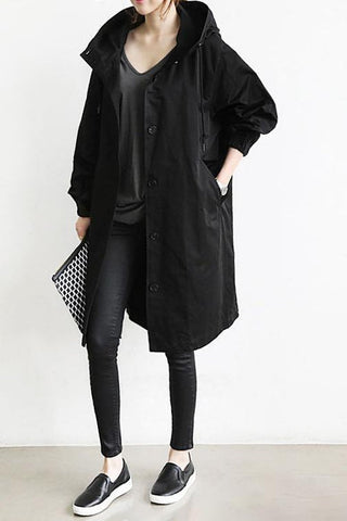Velaine | Gabardina con Capucha y Botones para Mujer